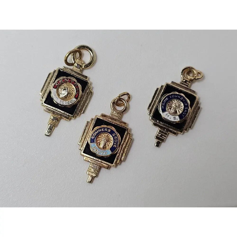 Vintage School Watch Fob Lot (3) Bronze * Read Description *
